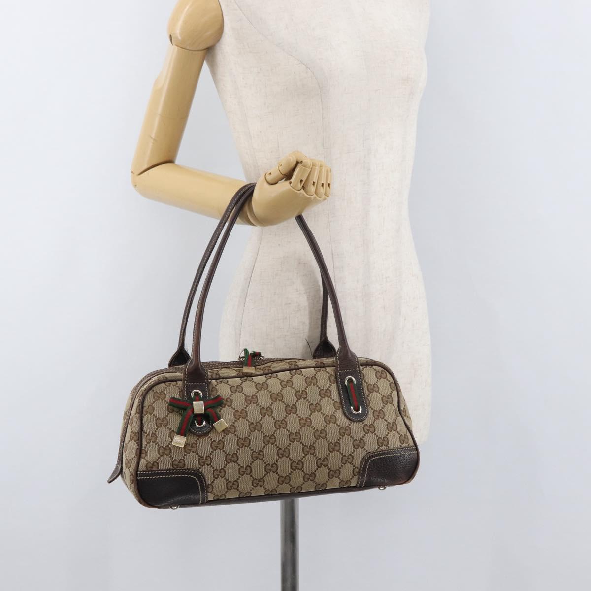 GUCCI GG Canvas Princi Boston Bag Beige Gold 161720 Auth BA12746