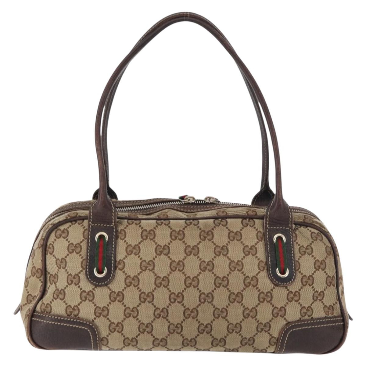 GUCCI GG Canvas Princi Boston Bag Beige Gold 161720 Auth BA12746