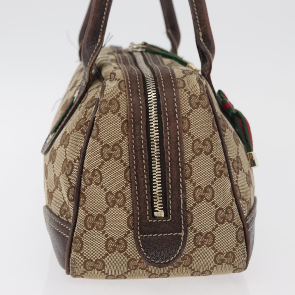GUCCI GG Canvas Princi Boston Bag Beige Gold 161720 Auth BA12746