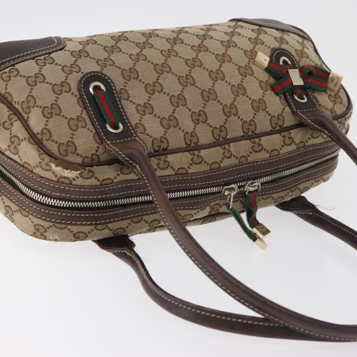 GUCCI GG Canvas Princi Boston Bag Beige Gold 161720 Auth BA12746