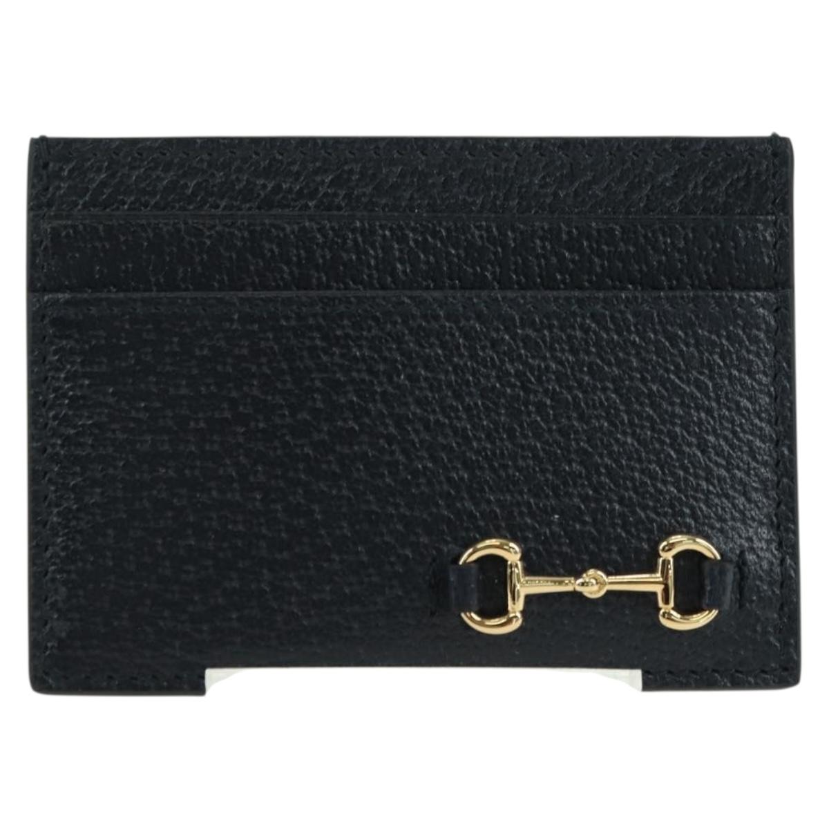 GUCCI Horsebit Card Case Playing Cards Set Leather Navy Auth BA12759M