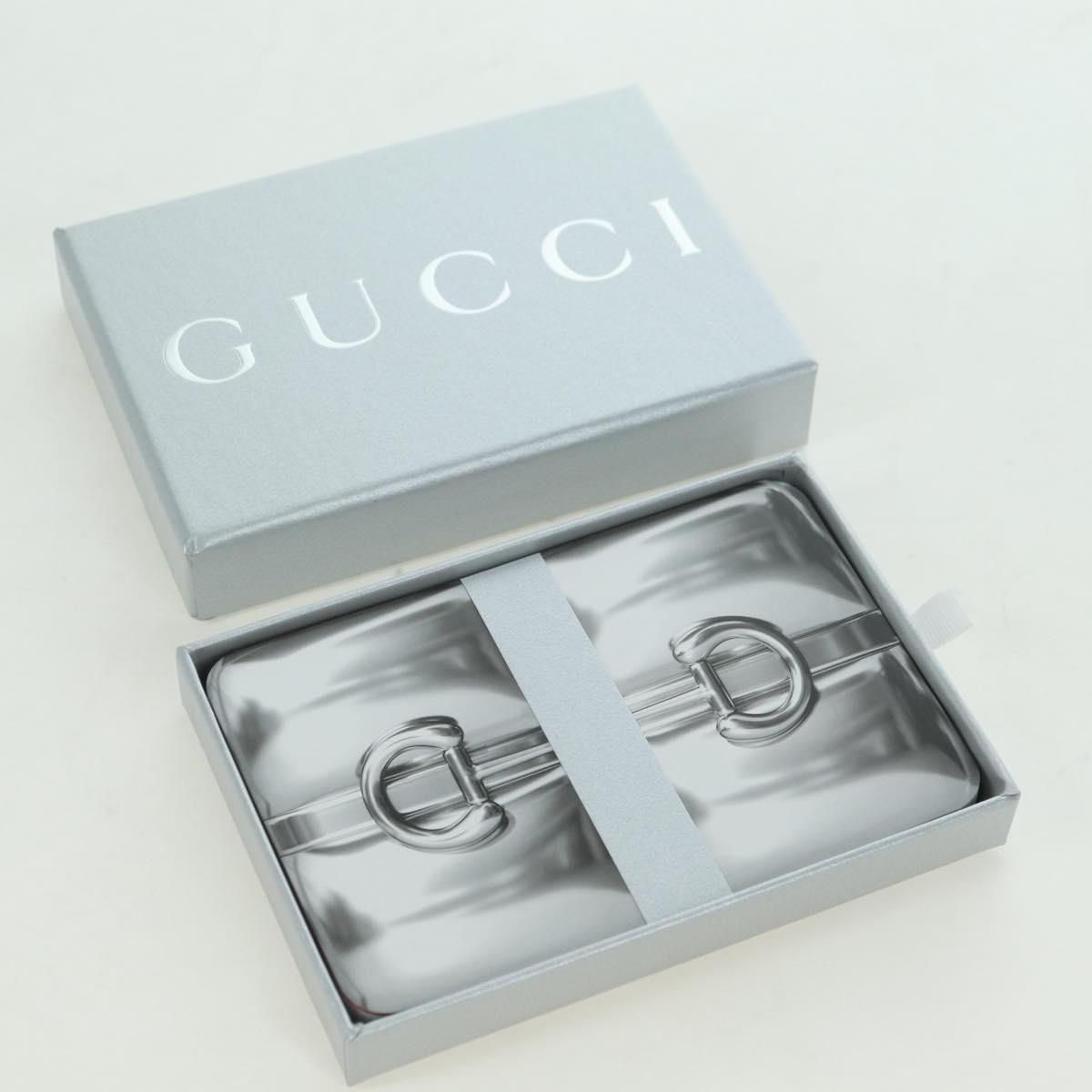 GUCCI Horsebit Card Case Playing Cards Set Leather Navy Auth BA12759M