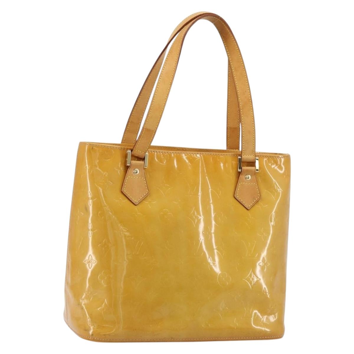 LOUIS VUITTON Monogram Vernis Houston Hand Bag Beige M91004 LV Auth BA12771