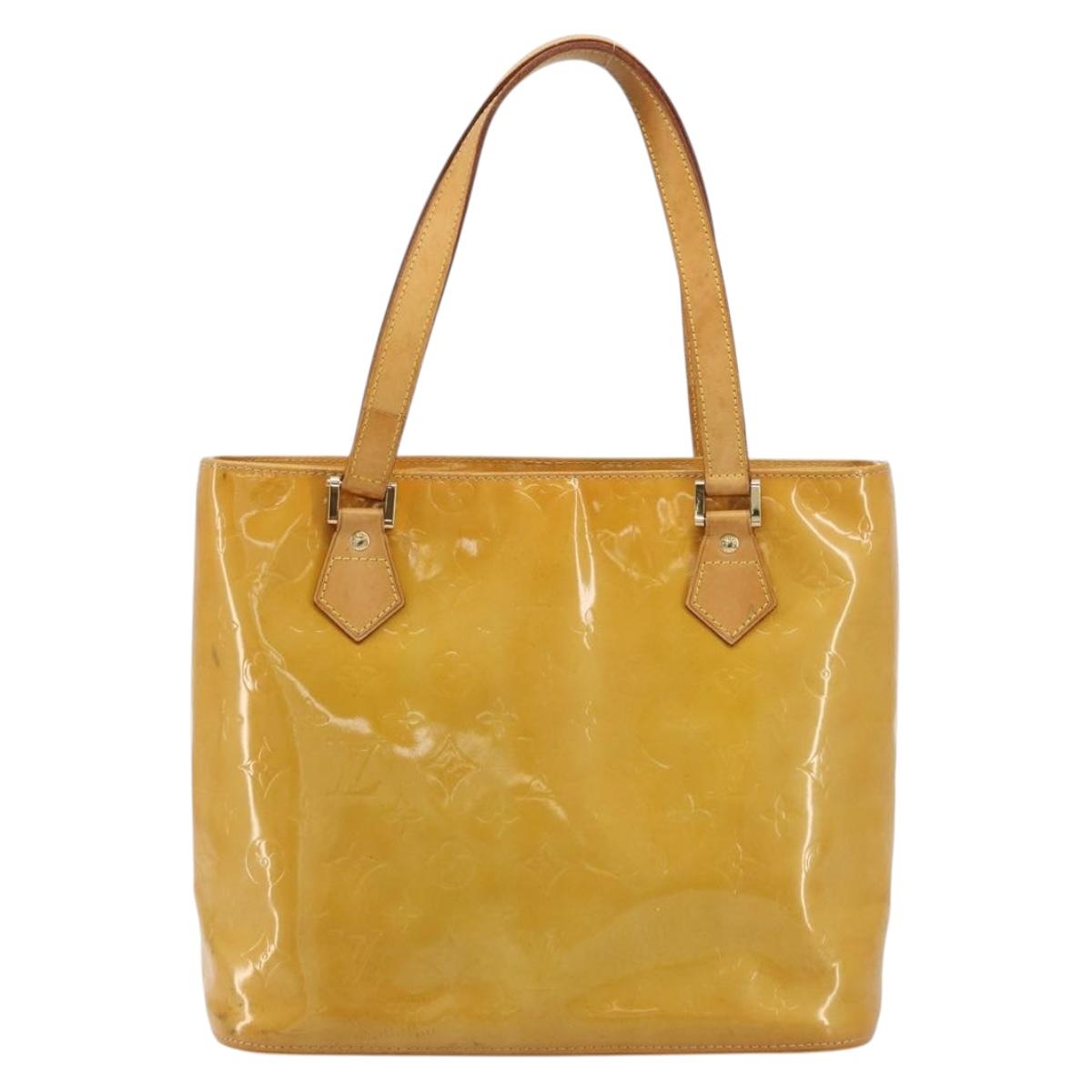 LOUIS VUITTON Monogram Vernis Houston Hand Bag Beige M91004 LV Auth BA12771