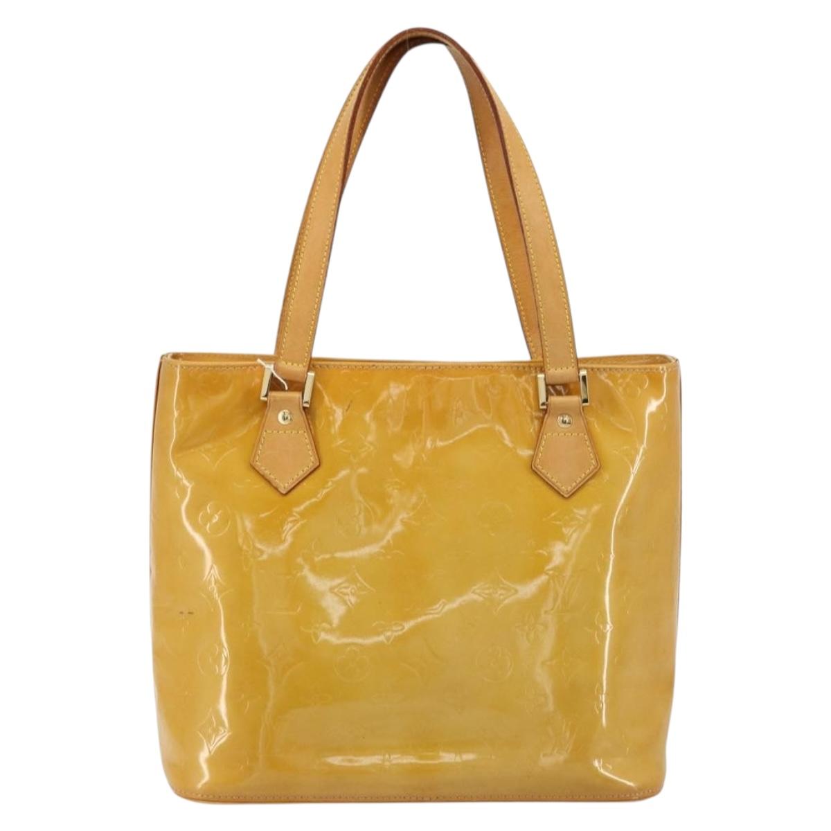 LOUIS VUITTON Monogram Vernis Houston Hand Bag Beige M91004 LV Auth BA12771