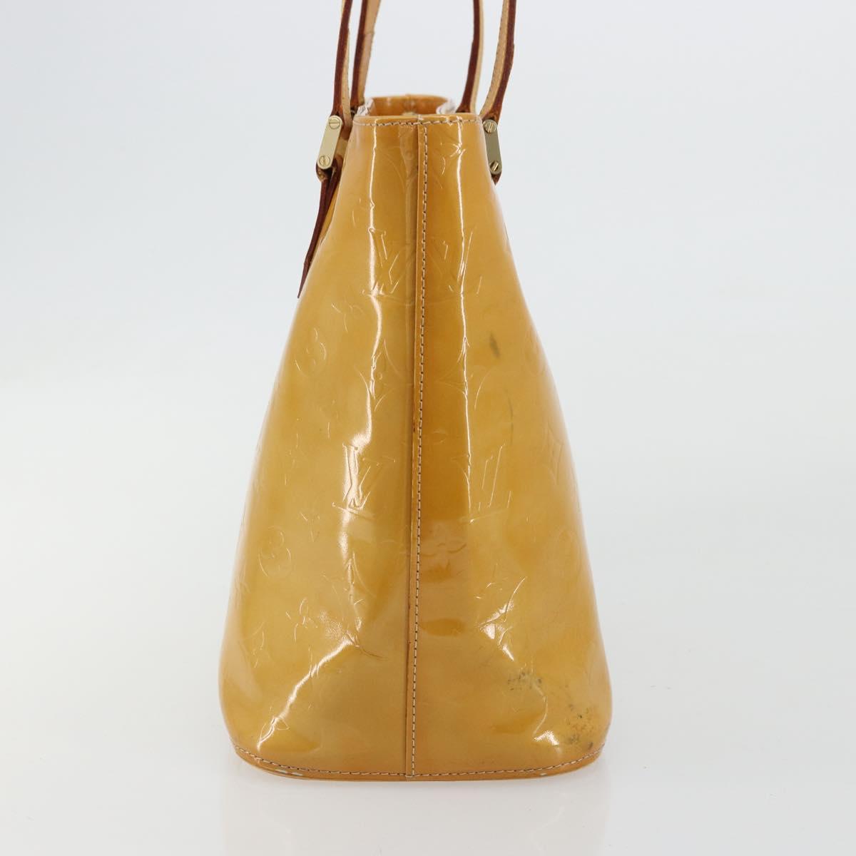 LOUIS VUITTON Monogram Vernis Houston Hand Bag Beige M91004 LV Auth BA12771