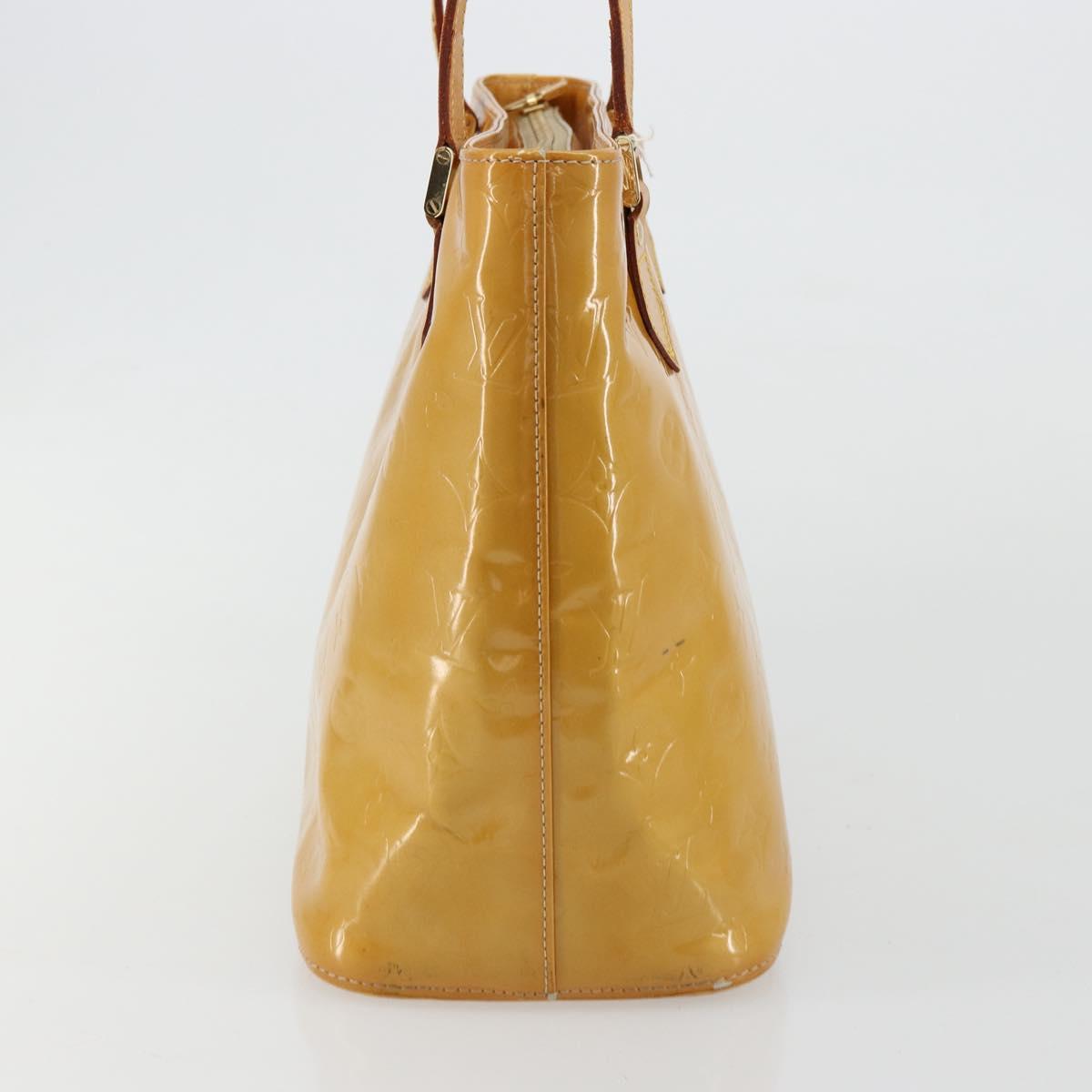 LOUIS VUITTON Monogram Vernis Houston Hand Bag Beige M91004 LV Auth BA12771
