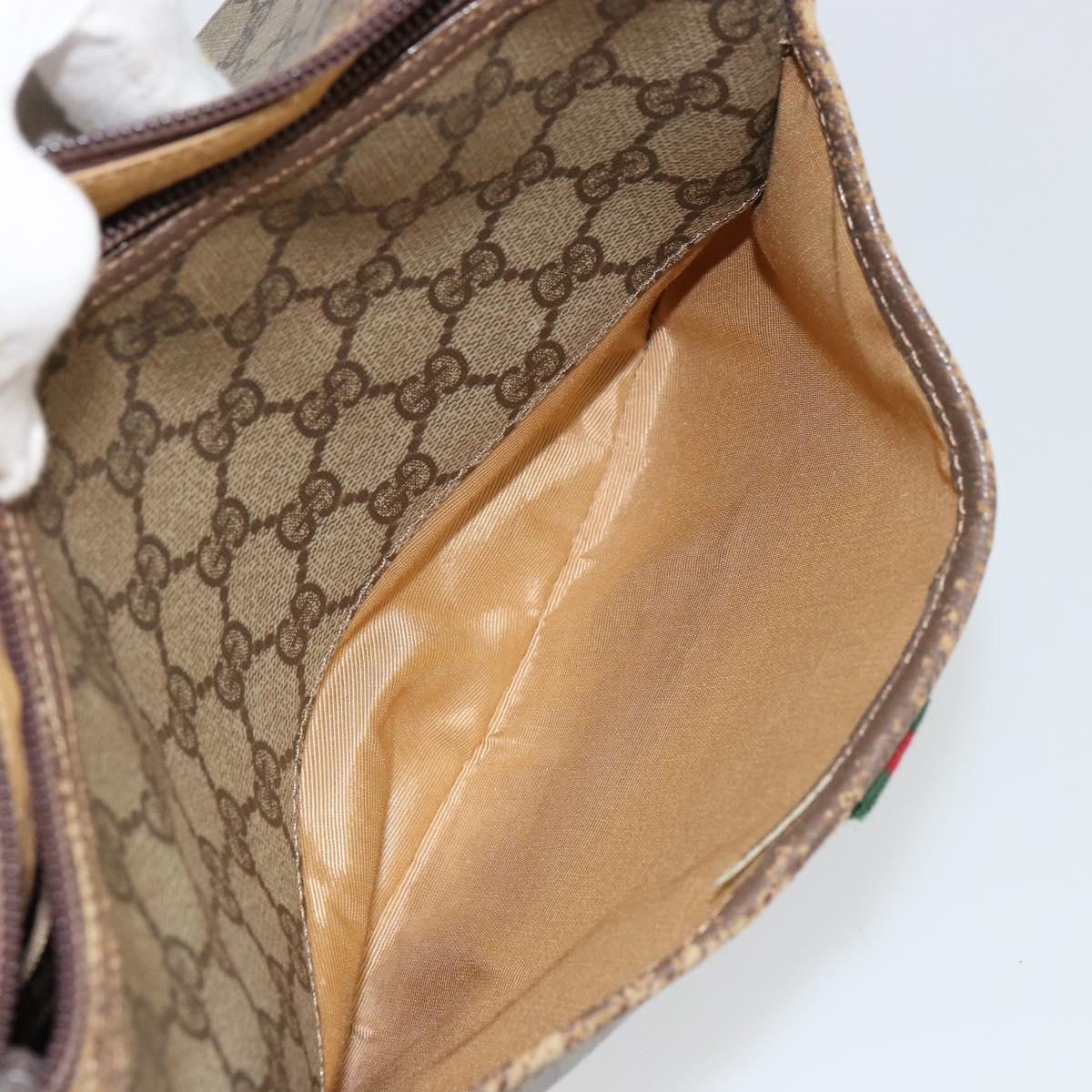 GUCCI GG Supreme Web Sherry Line Bag PVC Beige Gold 89 02 077 Auth BA12772