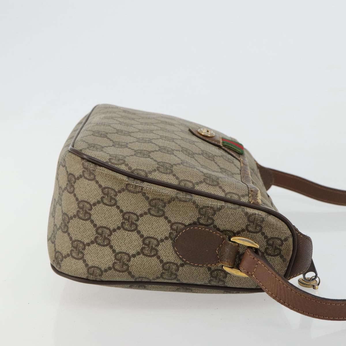 GUCCI GG Supreme Web Sherry Line Bag PVC Beige Gold 89 02 077 Auth BA12772