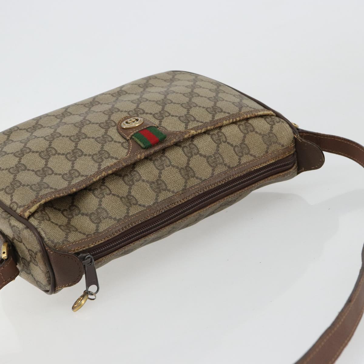 GUCCI GG Supreme Web Sherry Line Bag PVC Beige Gold 89 02 077 Auth BA12772