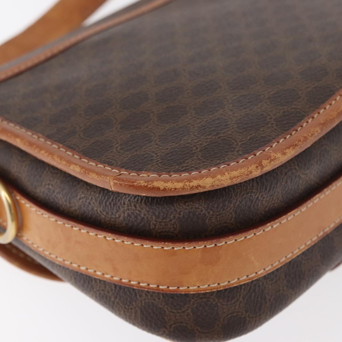 CELINE Macadam Canvas Shoulder Bag PVC Leather Brown Gold Auth BA12773