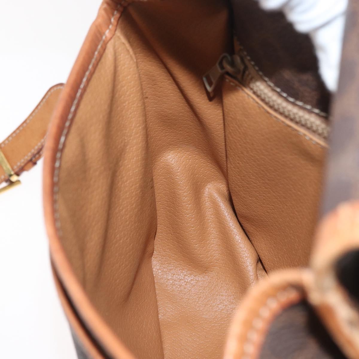 CELINE Macadam Canvas Shoulder Bag PVC Leather Brown Gold Auth BA12773