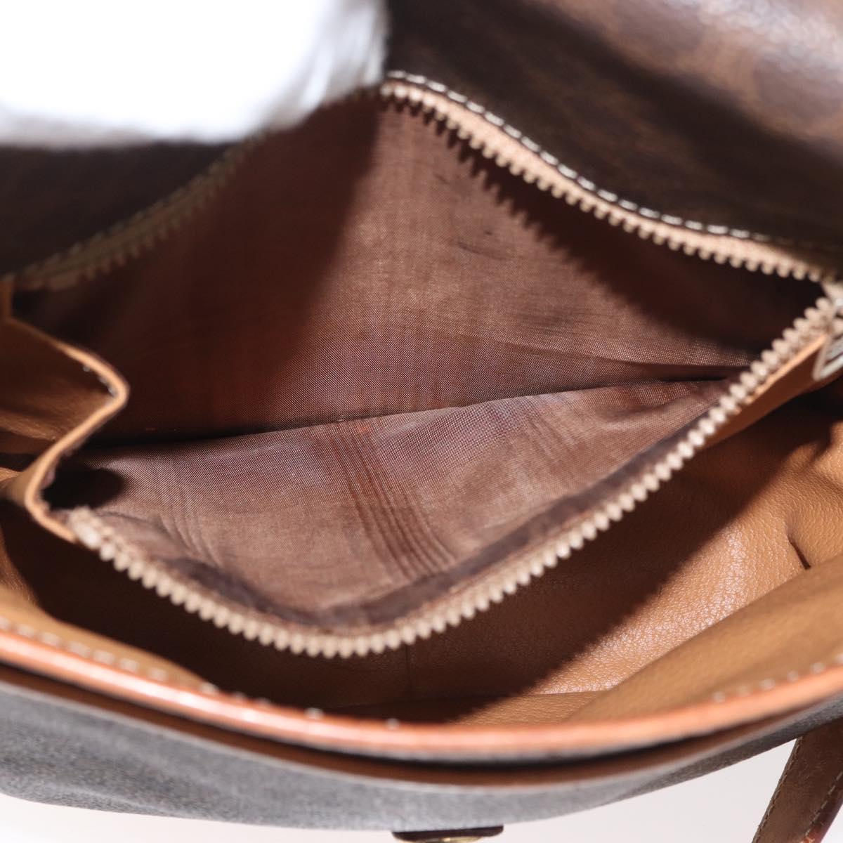 CELINE Macadam Canvas Shoulder Bag PVC Leather Brown Gold Auth BA12773