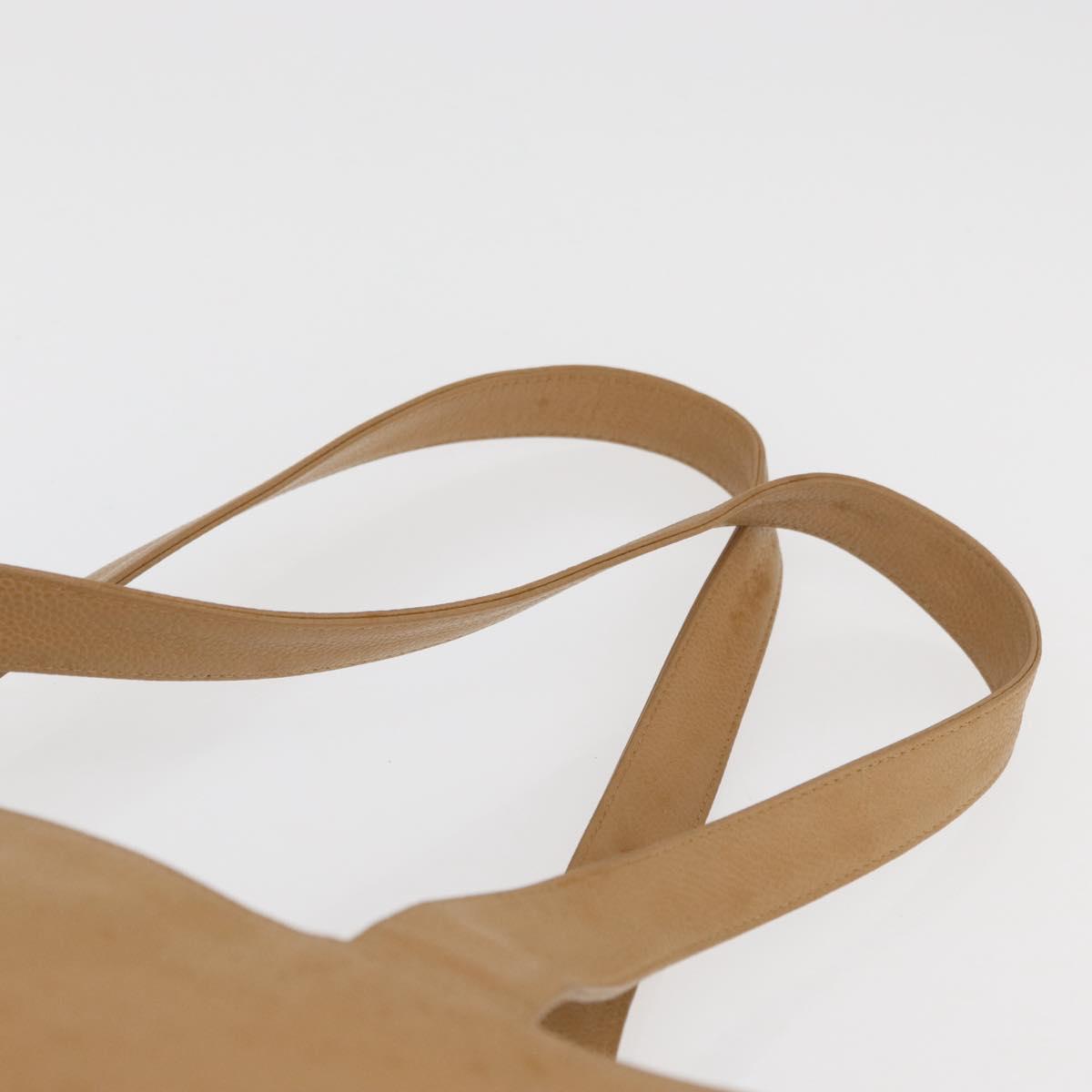 CHANEL Tote Bag Caviar Skin Beige Gold CC Auth BA12781