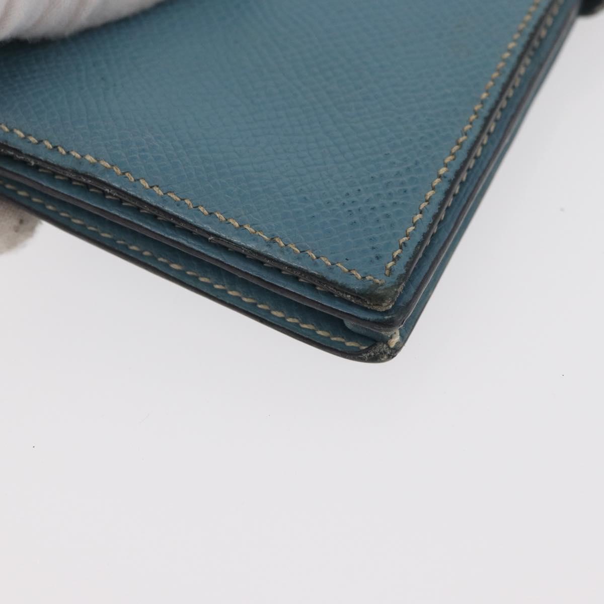 HERMES Bane Souffle Long Wallet Leather Light Blue Silver Auth BA12783