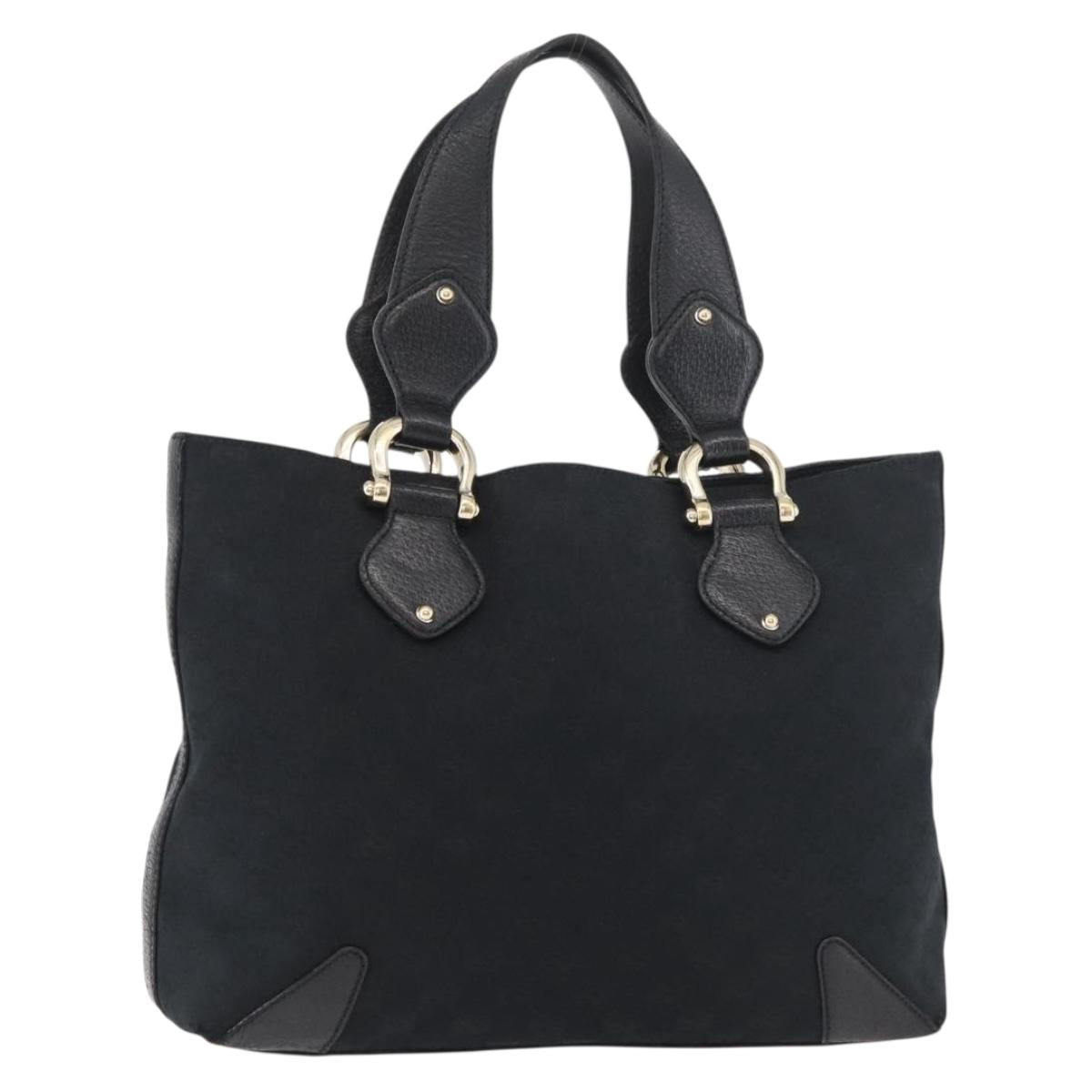 GUCCI GG Canvas Hand Bag Black Gold 153024 Auth BA12790