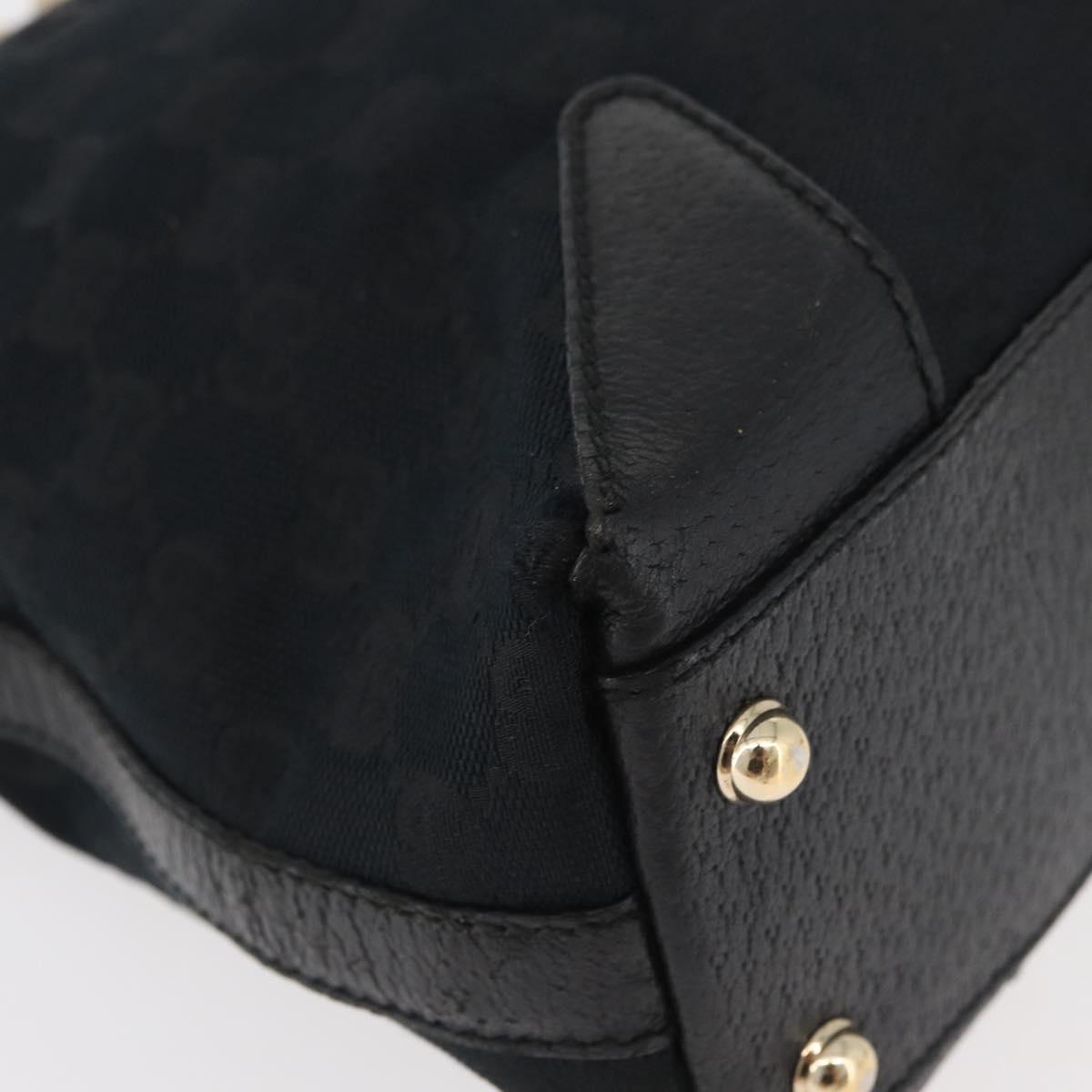 GUCCI GG Canvas Hand Bag Black Gold 153024 Auth BA12790