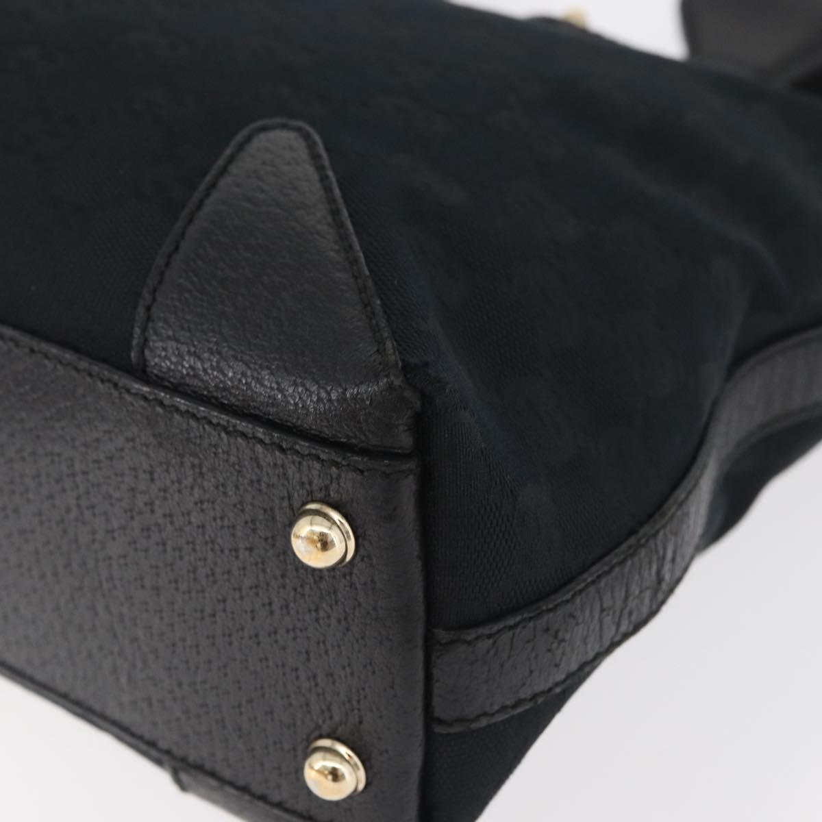 GUCCI GG Canvas Hand Bag Black Gold 153024 Auth BA12790