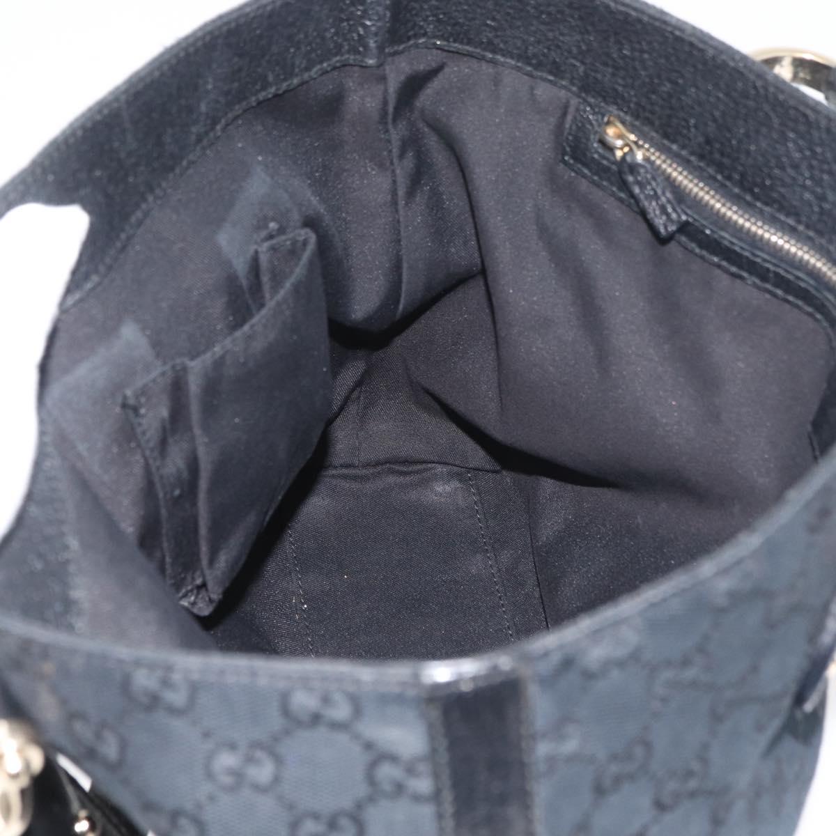GUCCI GG Canvas Hand Bag Black Gold 153024 Auth BA12790