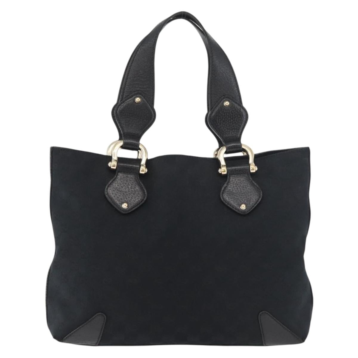GUCCI GG Canvas Hand Bag Black Gold 153024 Auth BA12790