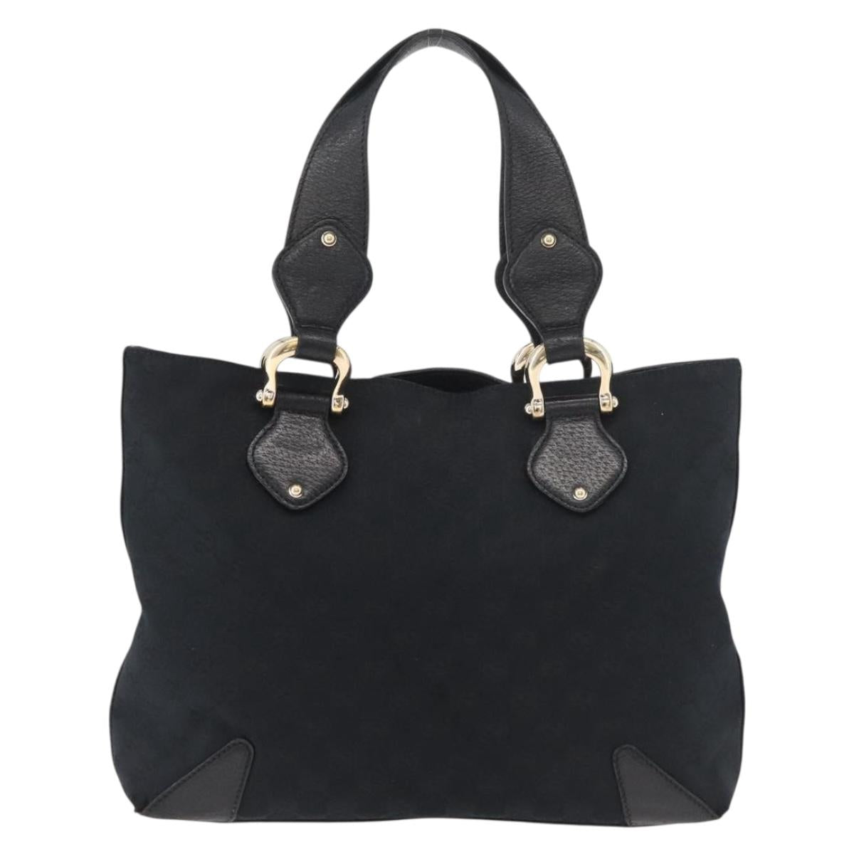 GUCCI GG Canvas Hand Bag Black Gold 153024 Auth BA12790
