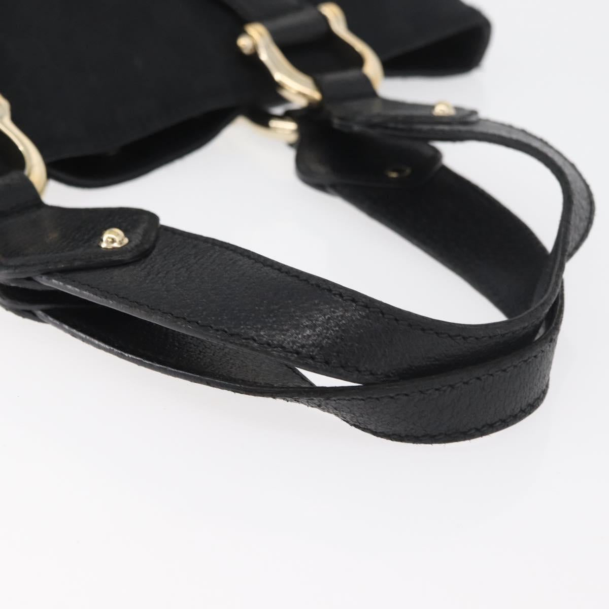 GUCCI GG Canvas Hand Bag Black Gold 153024 Auth BA12790