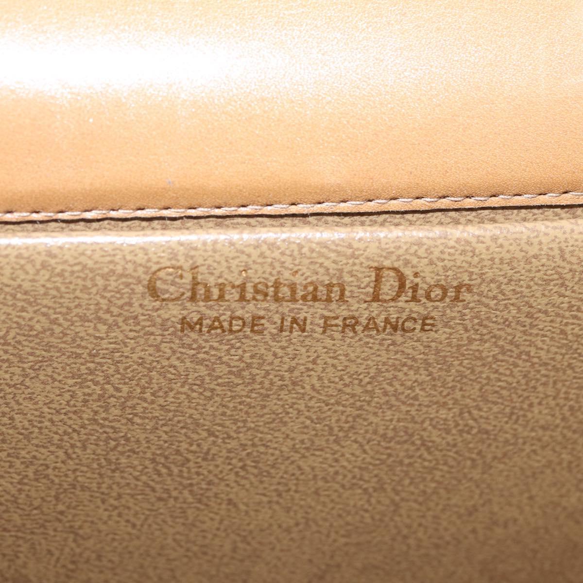 Christian Dior Chain Shoulder Bag Leather Beige Gold Auth BA12791