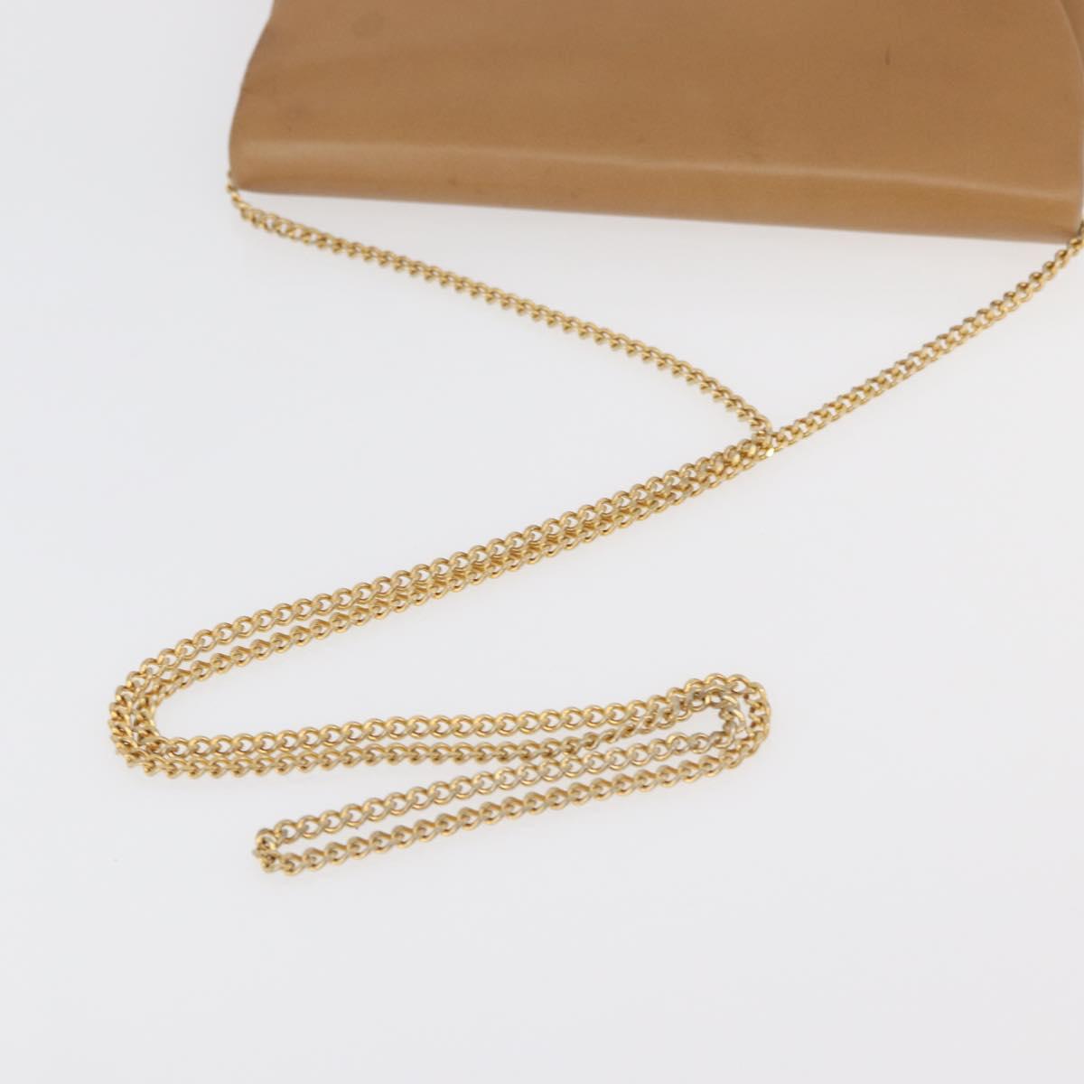 Christian Dior Chain Shoulder Bag Leather Beige Gold Auth BA12791