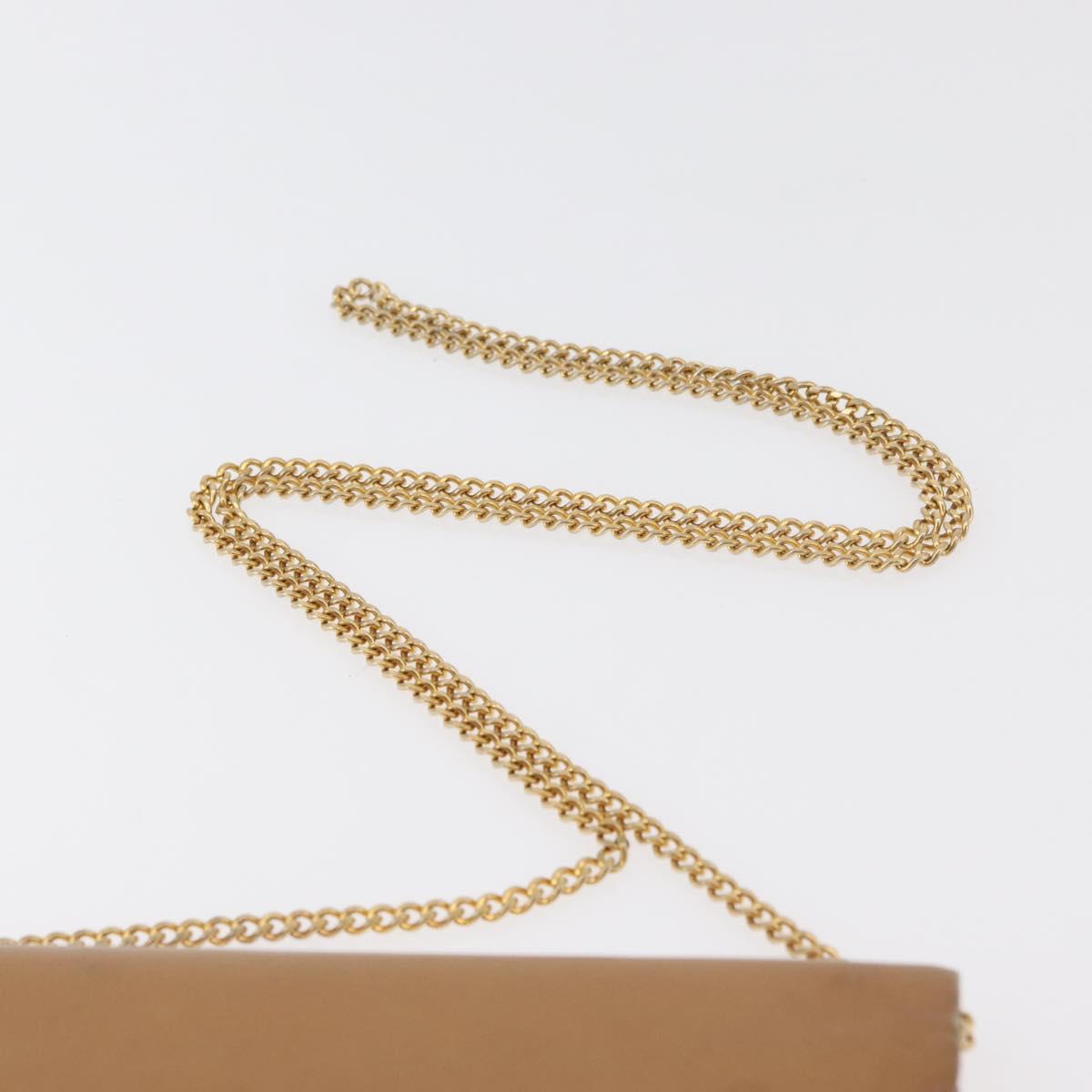 Christian Dior Chain Shoulder Bag Leather Beige Gold Auth BA12791