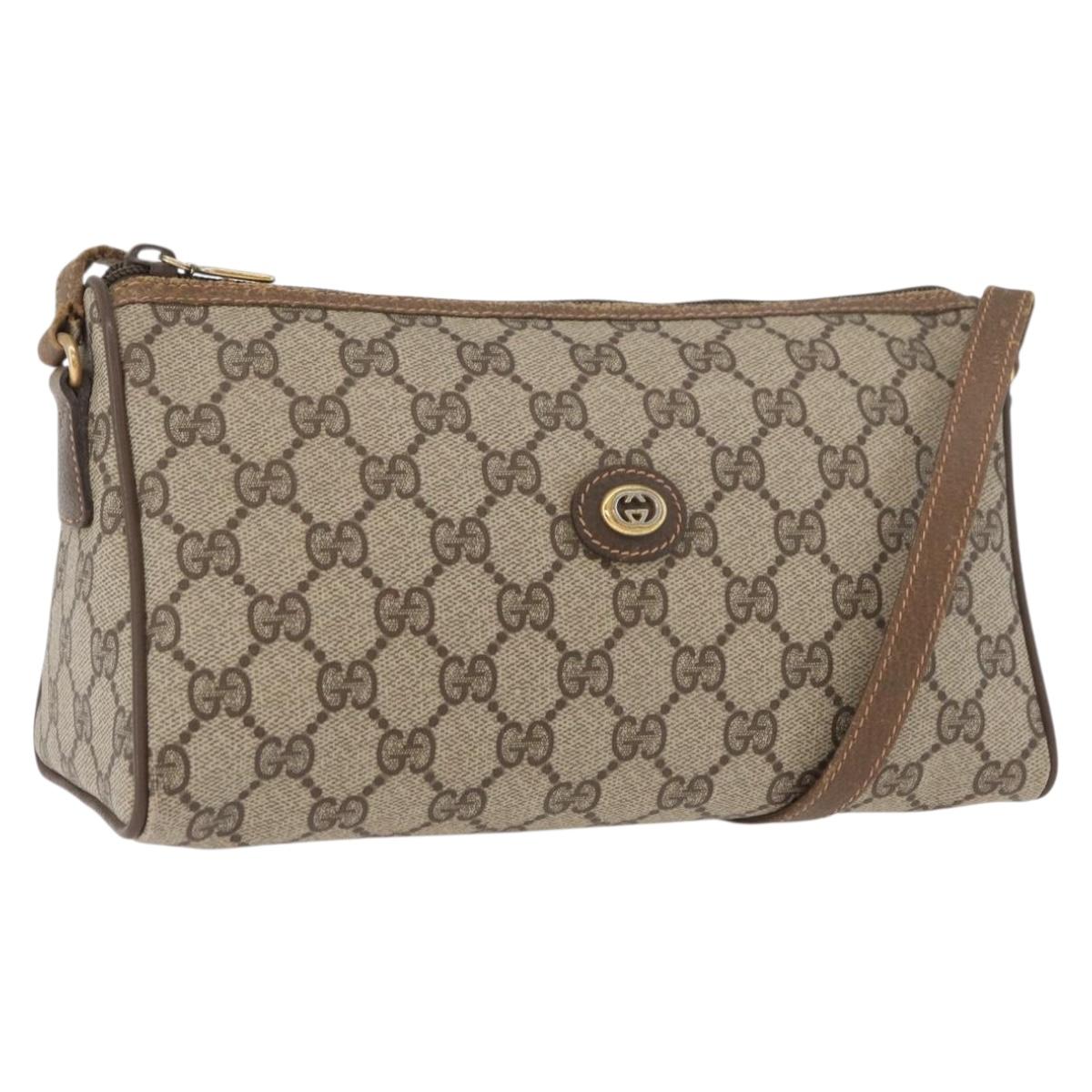 GUCCI GG Supreme Shoulder Bag PVC Beige Gold 89 02 086 Auth BA12793