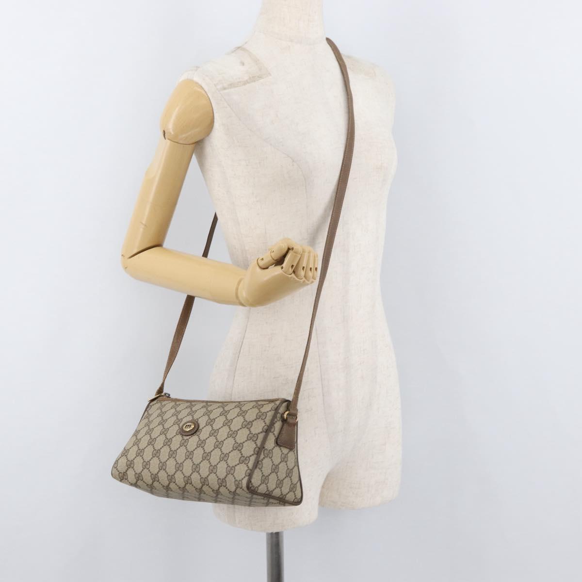 GUCCI GG Supreme Shoulder Bag PVC Beige Gold 89 02 086 Auth BA12793