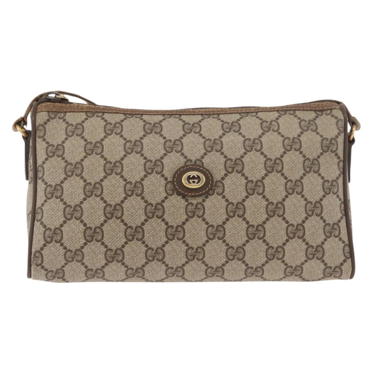 GUCCI GG Supreme Shoulder Bag PVC Beige Gold 89 02 086 Auth BA12793