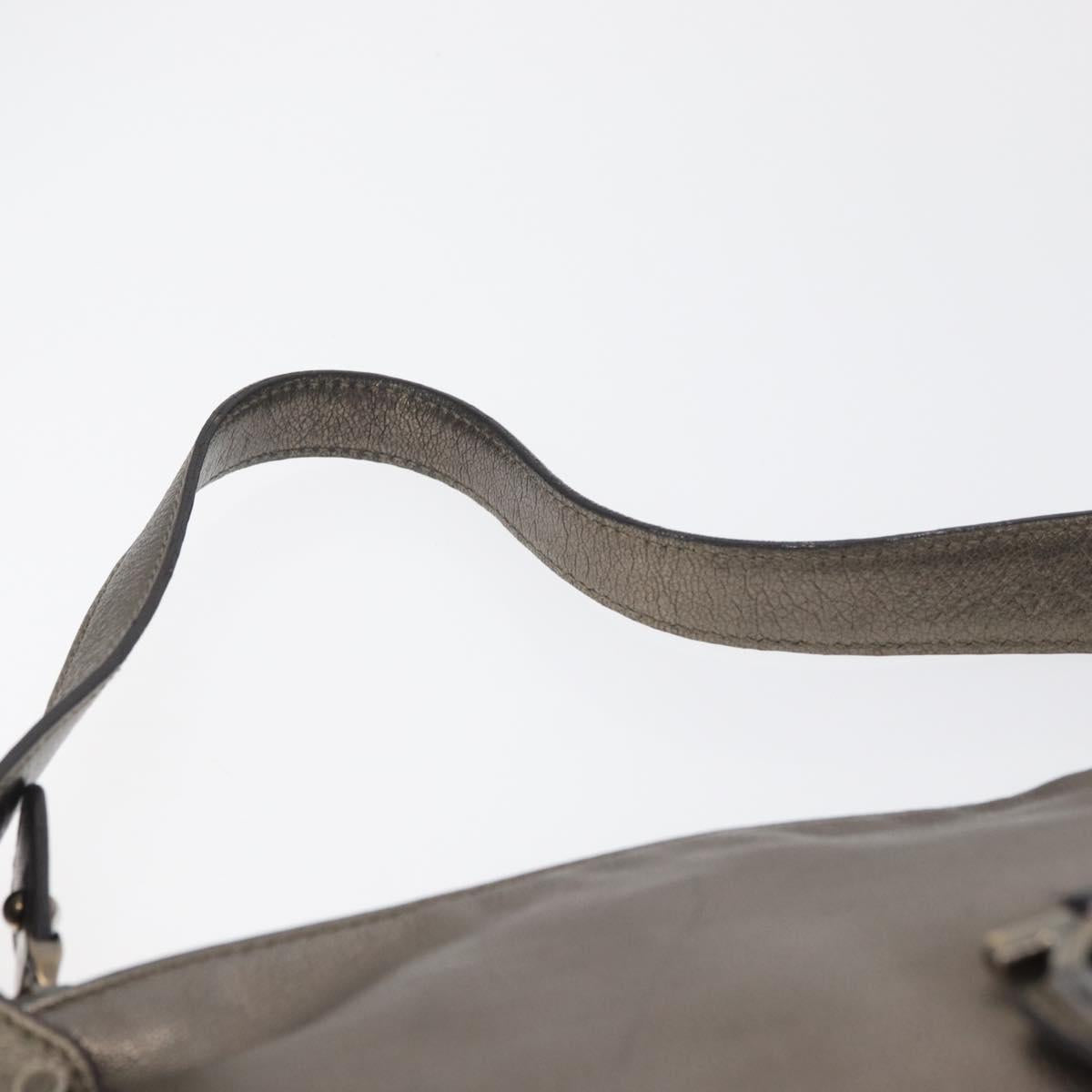 Salvatore Ferragamo Gancini Shoulder Bag Leather Silver Auth BA12795A