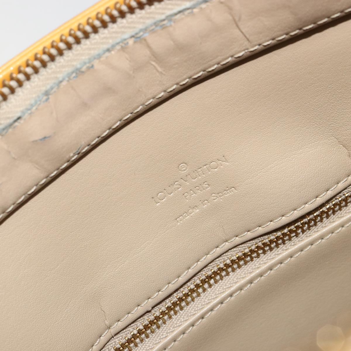 LOUIS VUITTON Monogram Vernis Houston Hand Bag Beige M91004 LV Auth BA12797