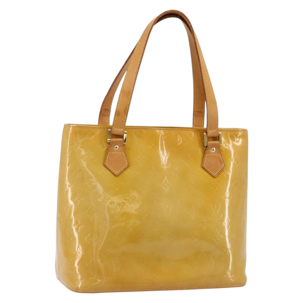 LOUIS VUITTON Monogram Vernis Houston Hand Bag Beige M91004 LV Auth BA12797