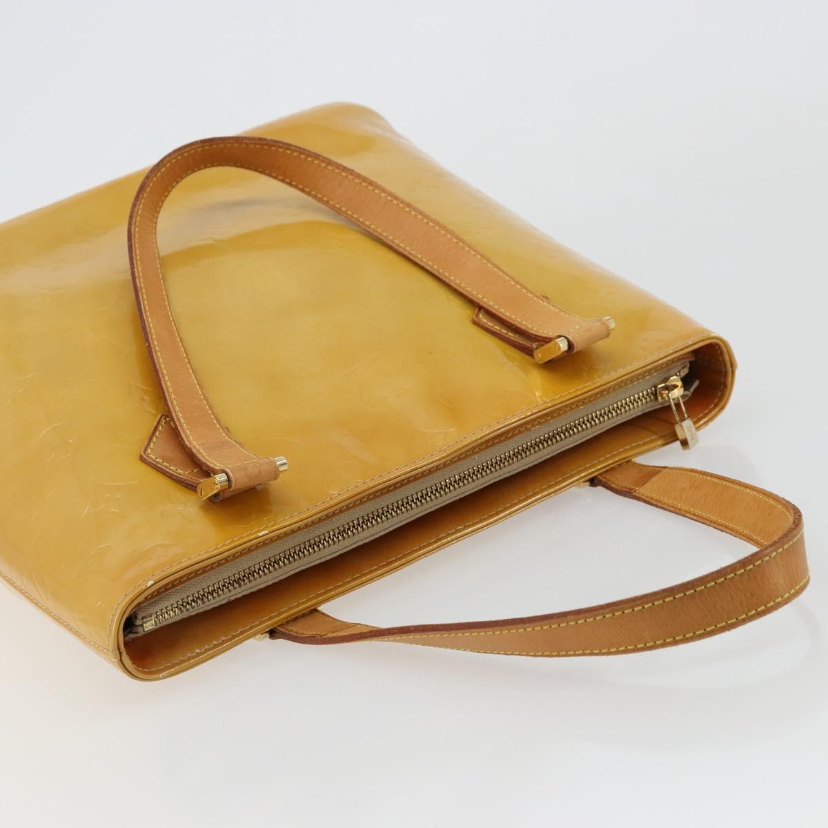 LOUIS VUITTON Monogram Vernis Houston Hand Bag Beige M91004 LV Auth BA12797