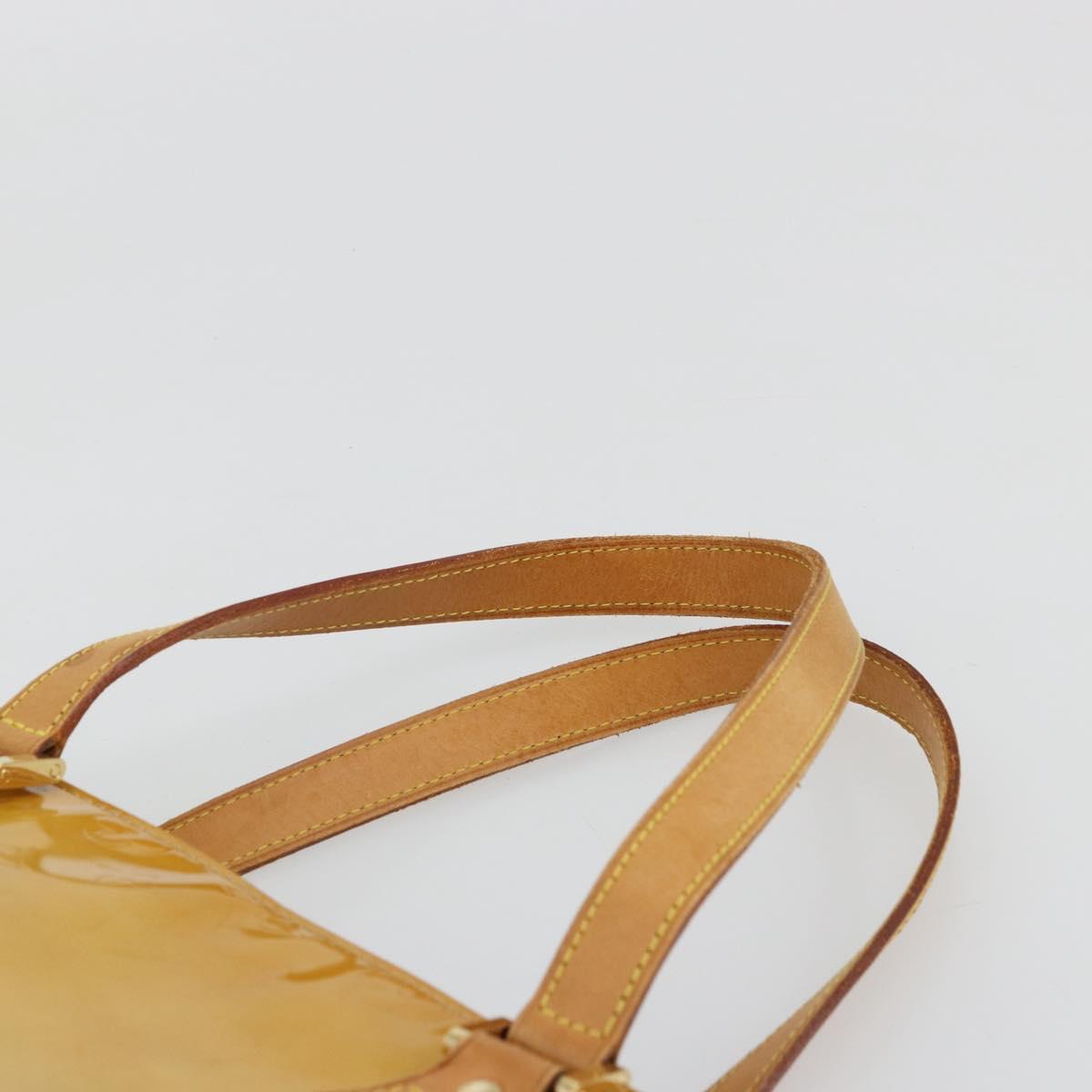 LOUIS VUITTON Monogram Vernis Houston Hand Bag Beige M91004 LV Auth BA12797
