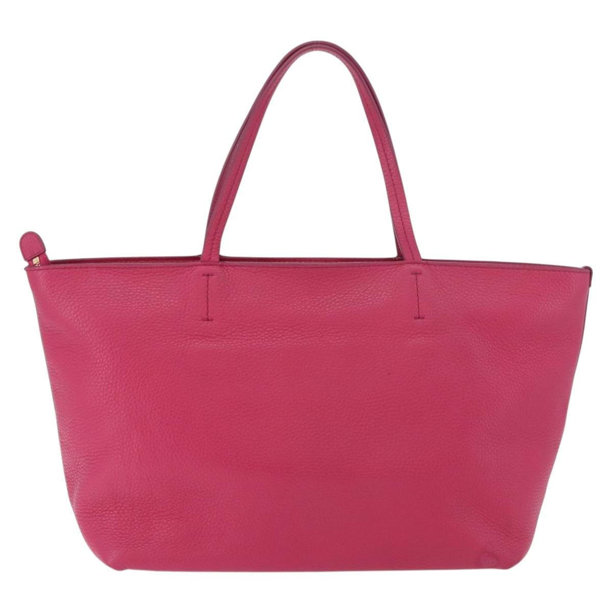 Salvatore Ferragamo Gancini Tote Bag Leather Pink Gold Auth BA12798