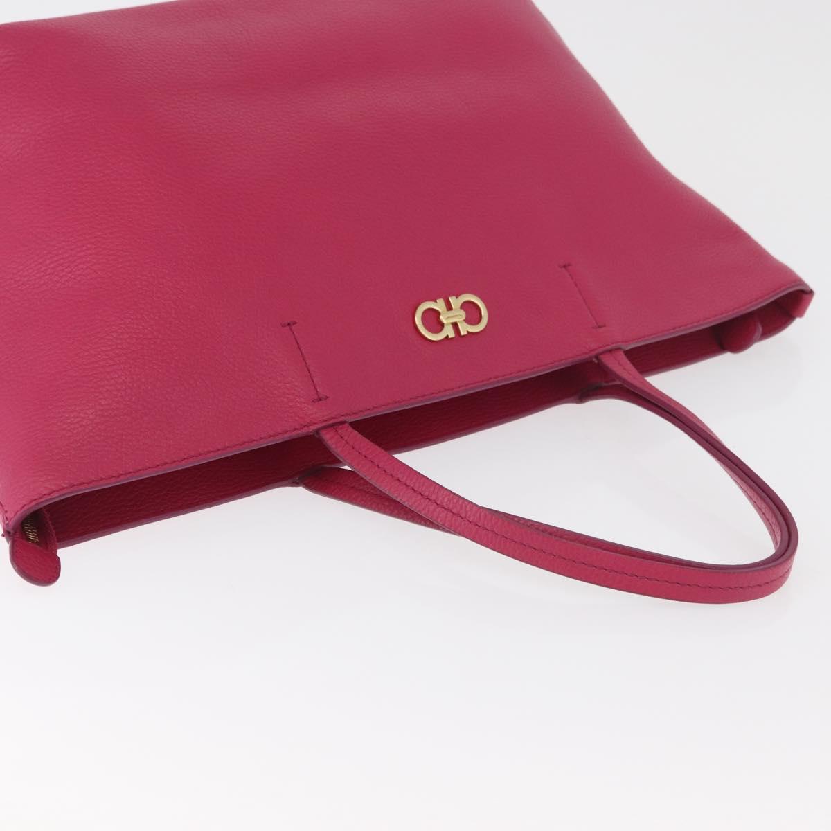 Salvatore Ferragamo Gancini Tote Bag Leather Pink Gold Auth BA12798