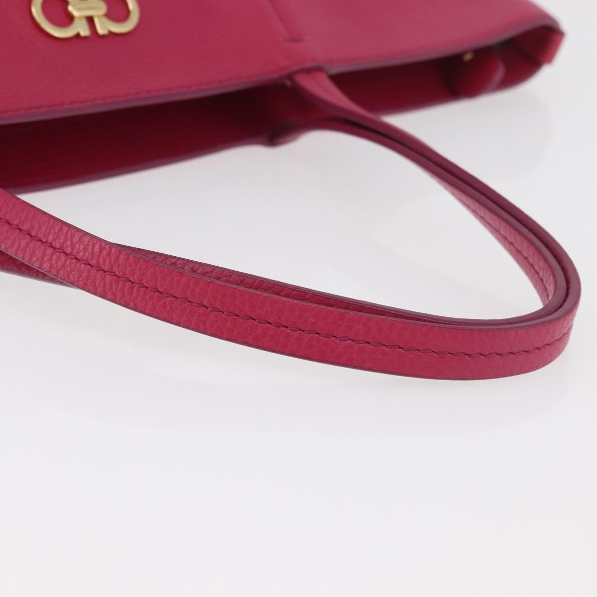 Salvatore Ferragamo Gancini Tote Bag Leather Pink Gold Auth BA12798