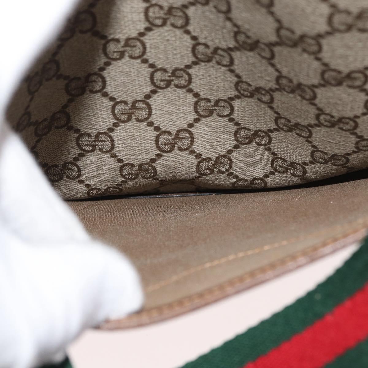 GUCCI GG Supreme Web Sherry Line Tote Bag PVC Beige Gold 378 02 003 Auth BA12800