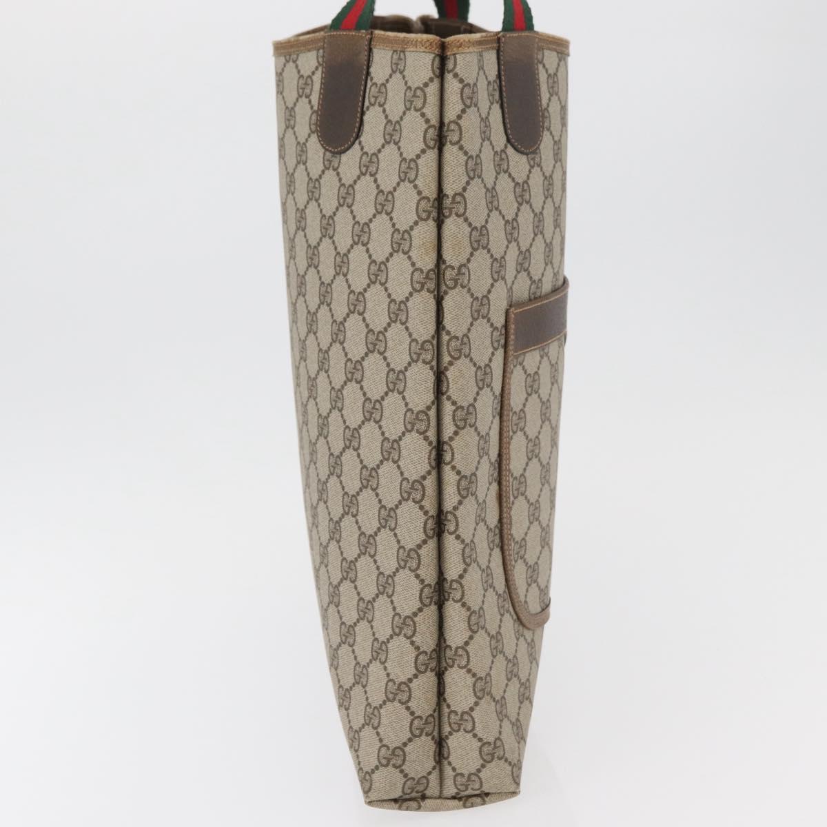 GUCCI GG Supreme Web Sherry Line Tote Bag PVC Beige Gold 378 02 003 Auth BA12800