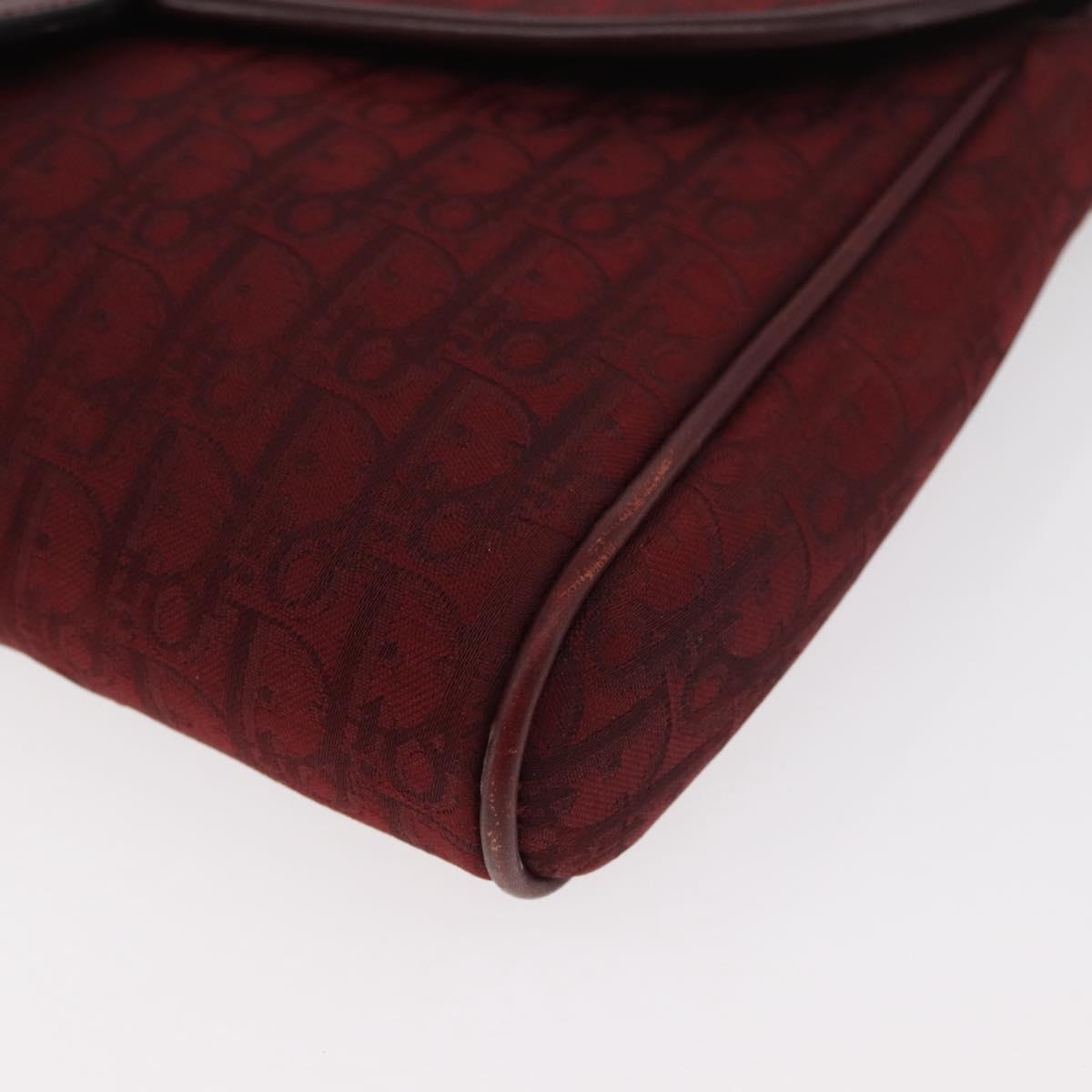 Christian Dior Trotter Canvas Shoulder Bag Bordeaux Gold Auth BA12801A
