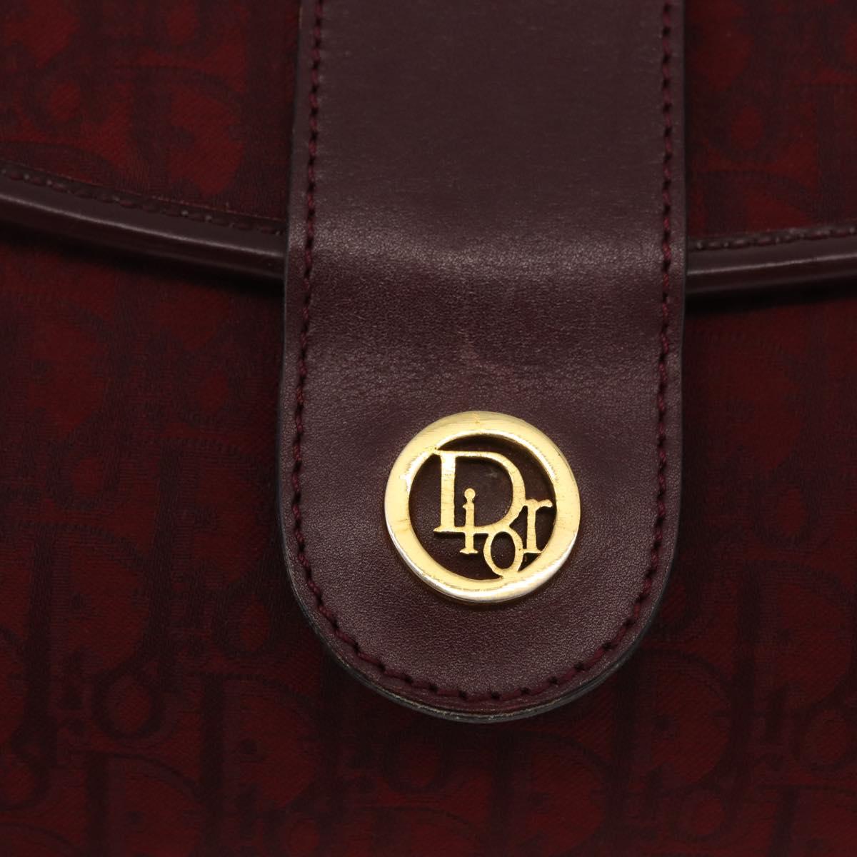 Christian Dior Trotter Canvas Shoulder Bag Bordeaux Gold Auth BA12801A