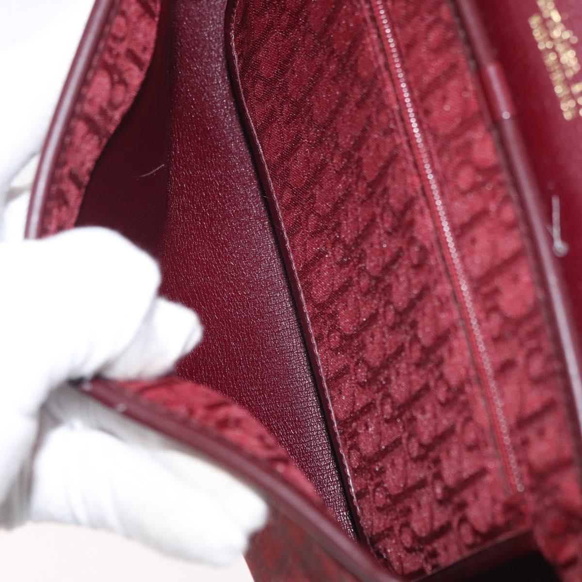 Christian Dior Trotter Canvas Shoulder Bag Bordeaux Gold Auth BA12801A