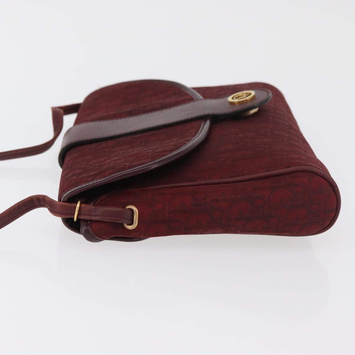 Christian Dior Trotter Canvas Shoulder Bag Bordeaux Gold Auth BA12801A