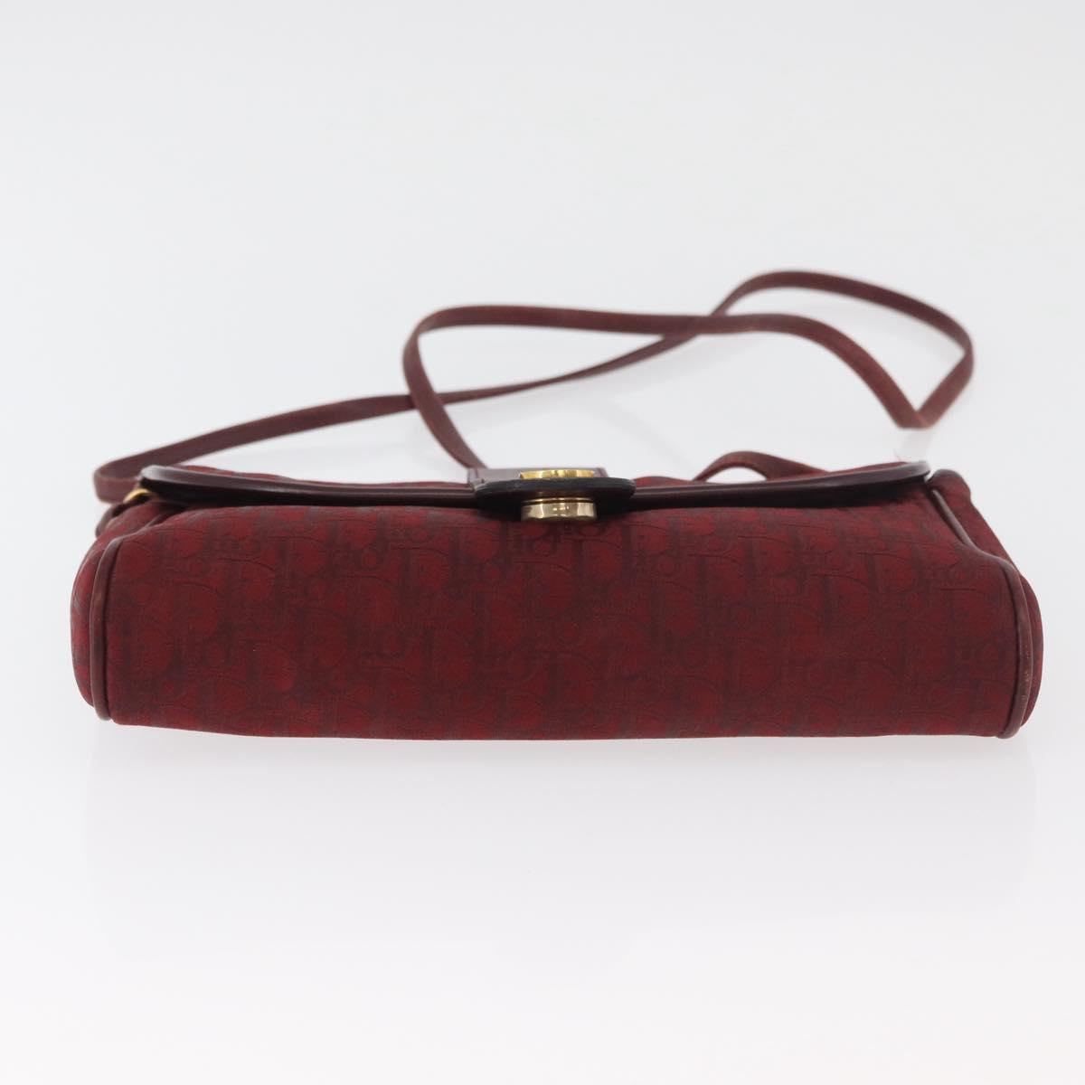 Christian Dior Trotter Canvas Shoulder Bag Bordeaux Gold Auth BA12801A