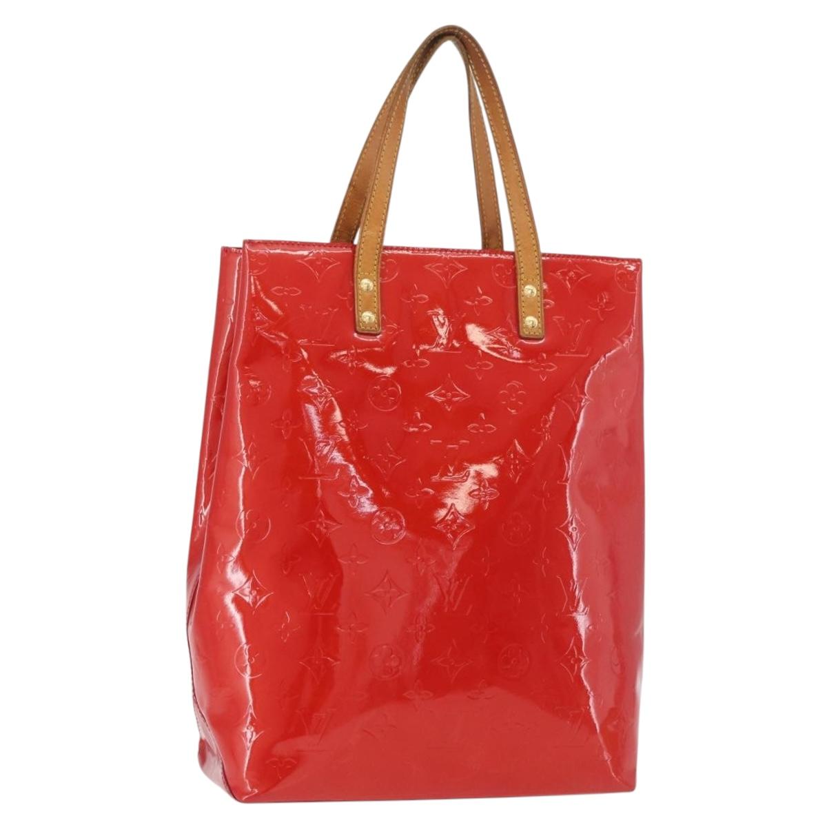 LOUIS VUITTON Monogram Vernis Reade MM Hand Bag Red Rouge M91086 LV Auth BA12808
