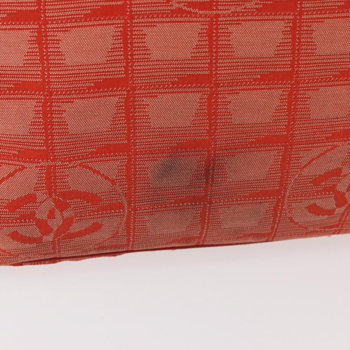 CHANEL New Travel Line Tote Bag Nylon Red Silver CC Auth BA12813