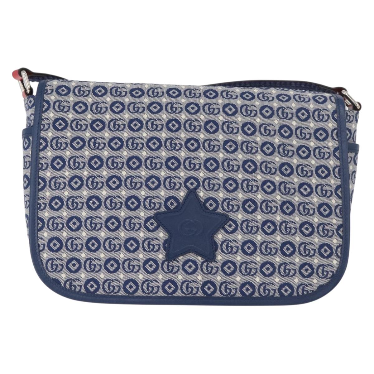 GUCCI Children's Shoulder Bag Canvas Silver Blue 664143 Auth BA12815